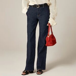 J Crew full length dark raw navy straight leg trouser jean